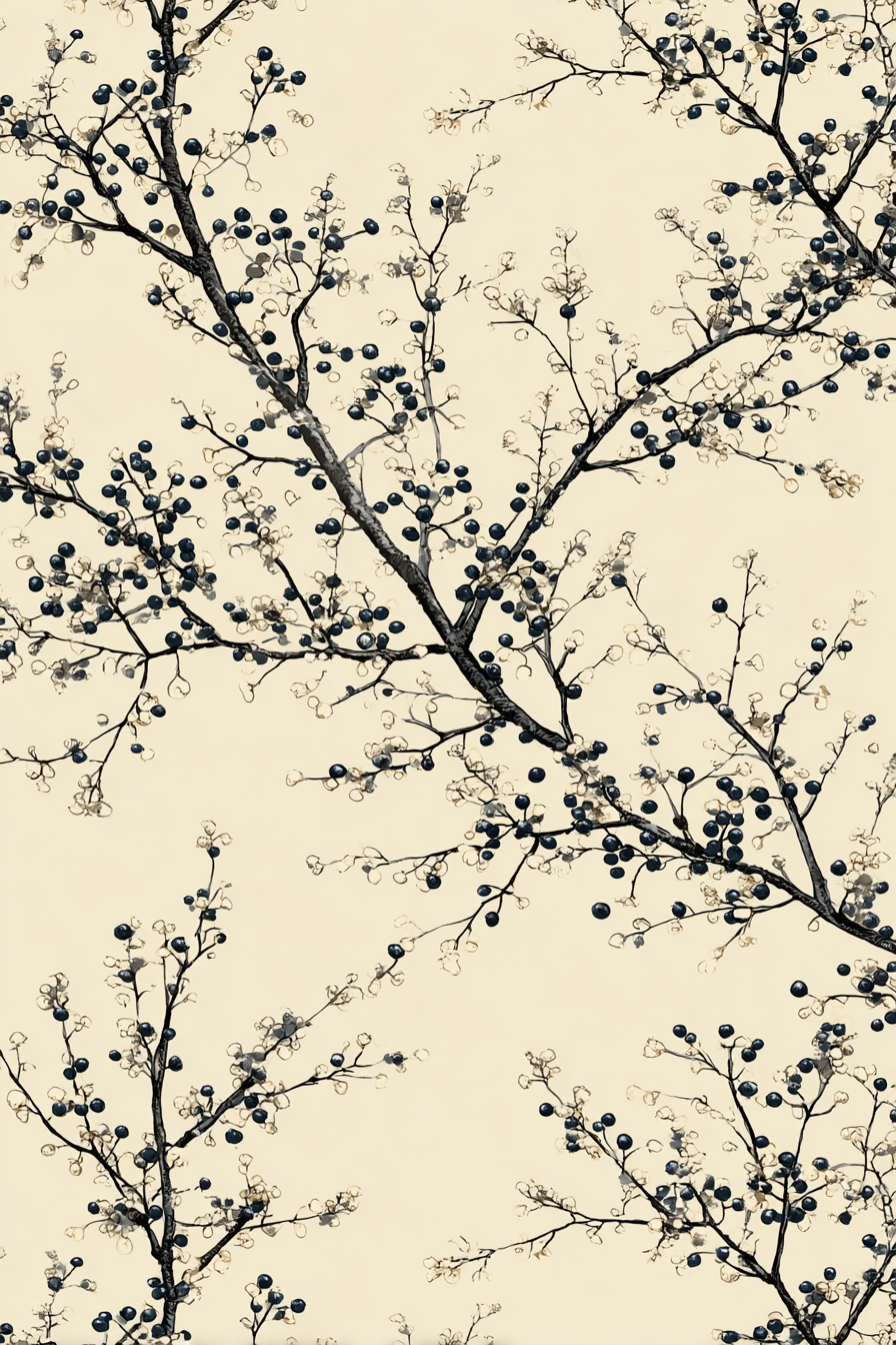 Botanisches Design Mit Dunklen Beeren Auf Hellem Hintergrund | Illustration und Zeichnung | Kunstgattungen