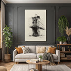 Brooklyn Brücke Skizze Minimalistisch In Der Tinte