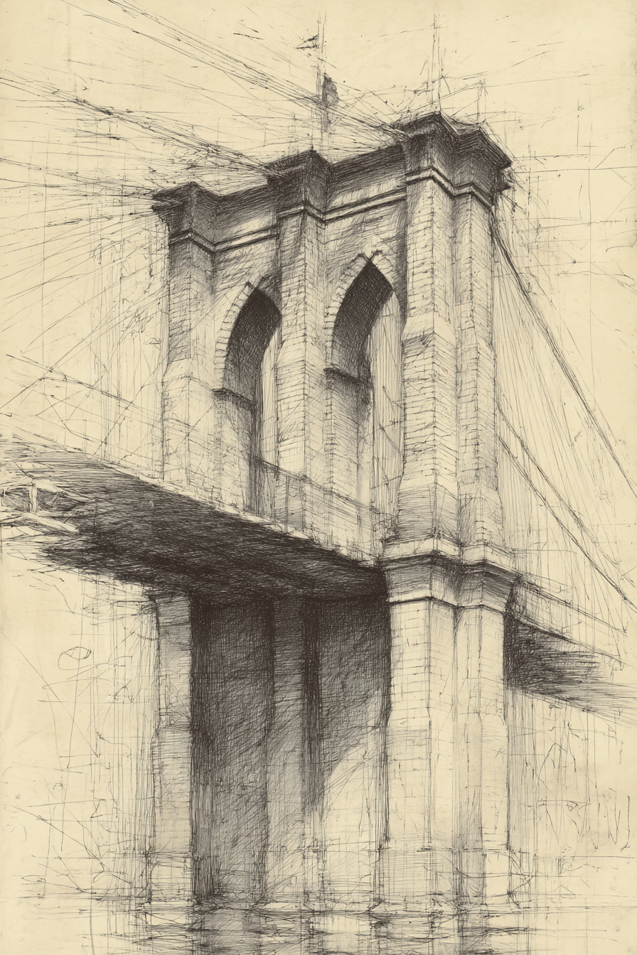Brücke Skizze Architektonische Elemente Realistische Darstellung | Illustration und Zeichnung | Kunstgattungen