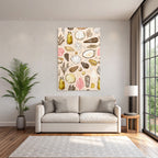 Bunte Meeres Elements Schalen Korallen Seegras Hintergrund