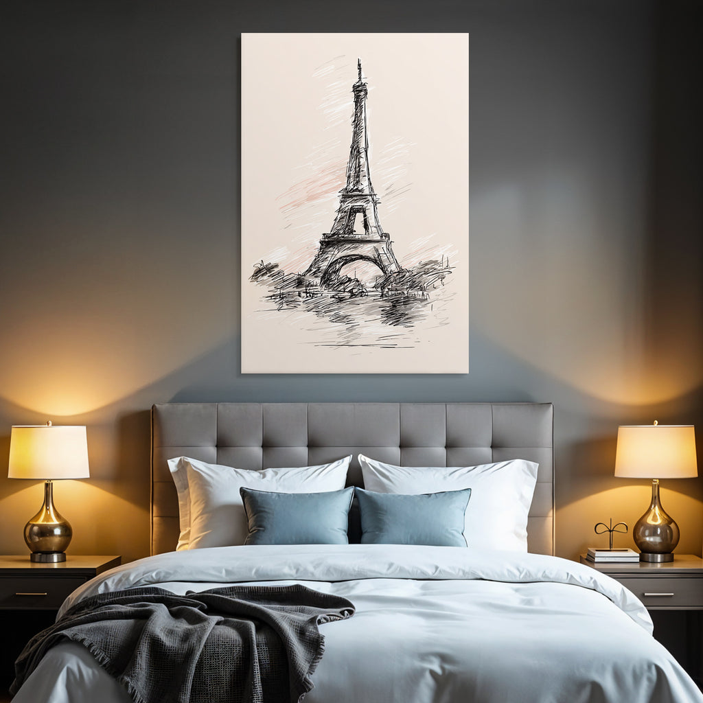 Eiffelturm Skizze Händisch Gezeichnet Paris Frankreich