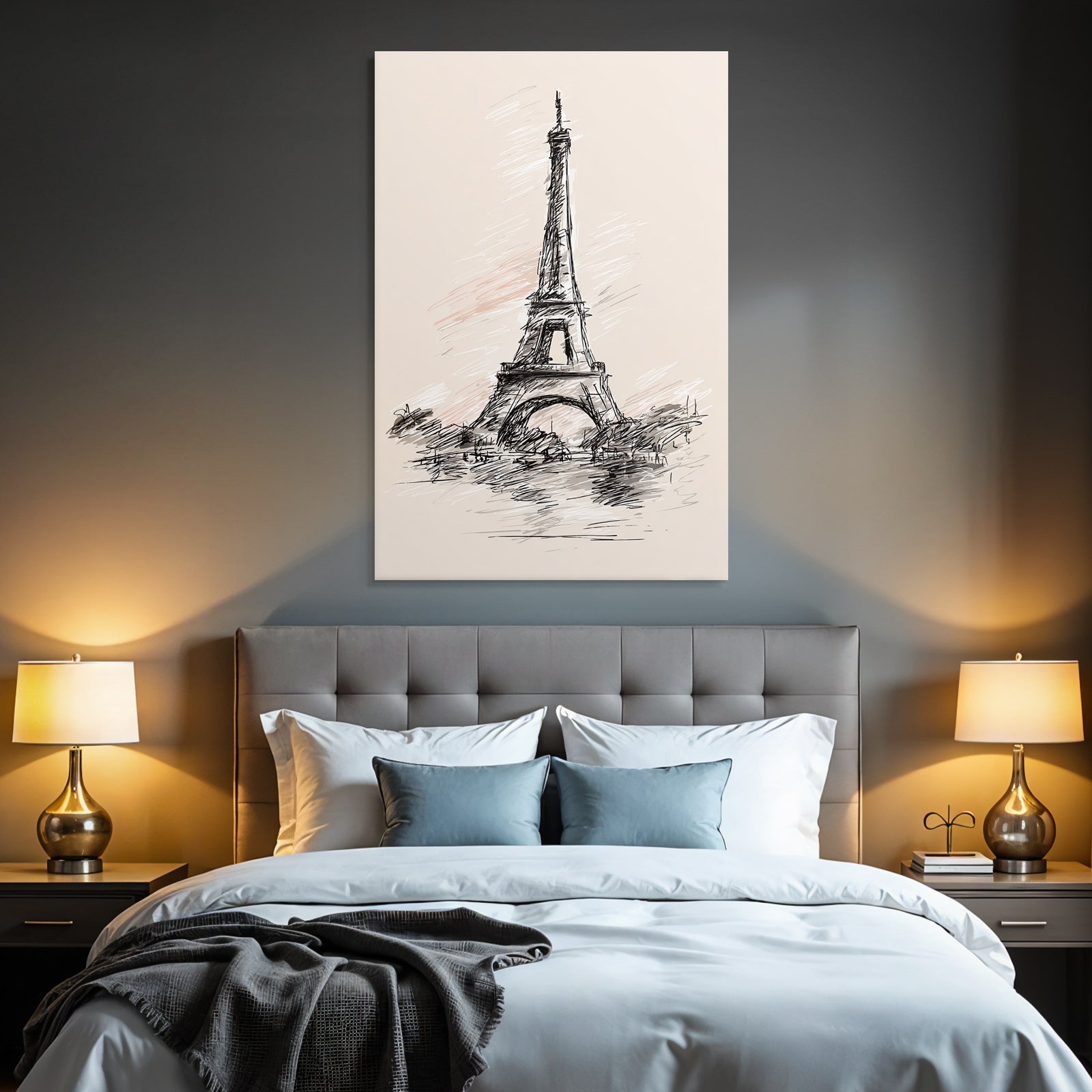 Eiffelturm Skizze Händisch Gezeichnet Paris Frankreich