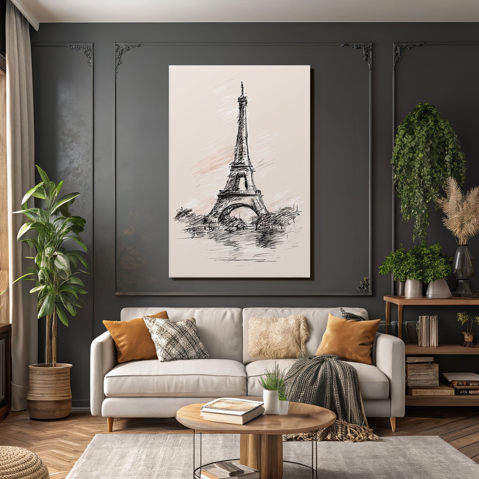 Eiffelturm Skizze Händisch Gezeichnet Paris Frankreich
