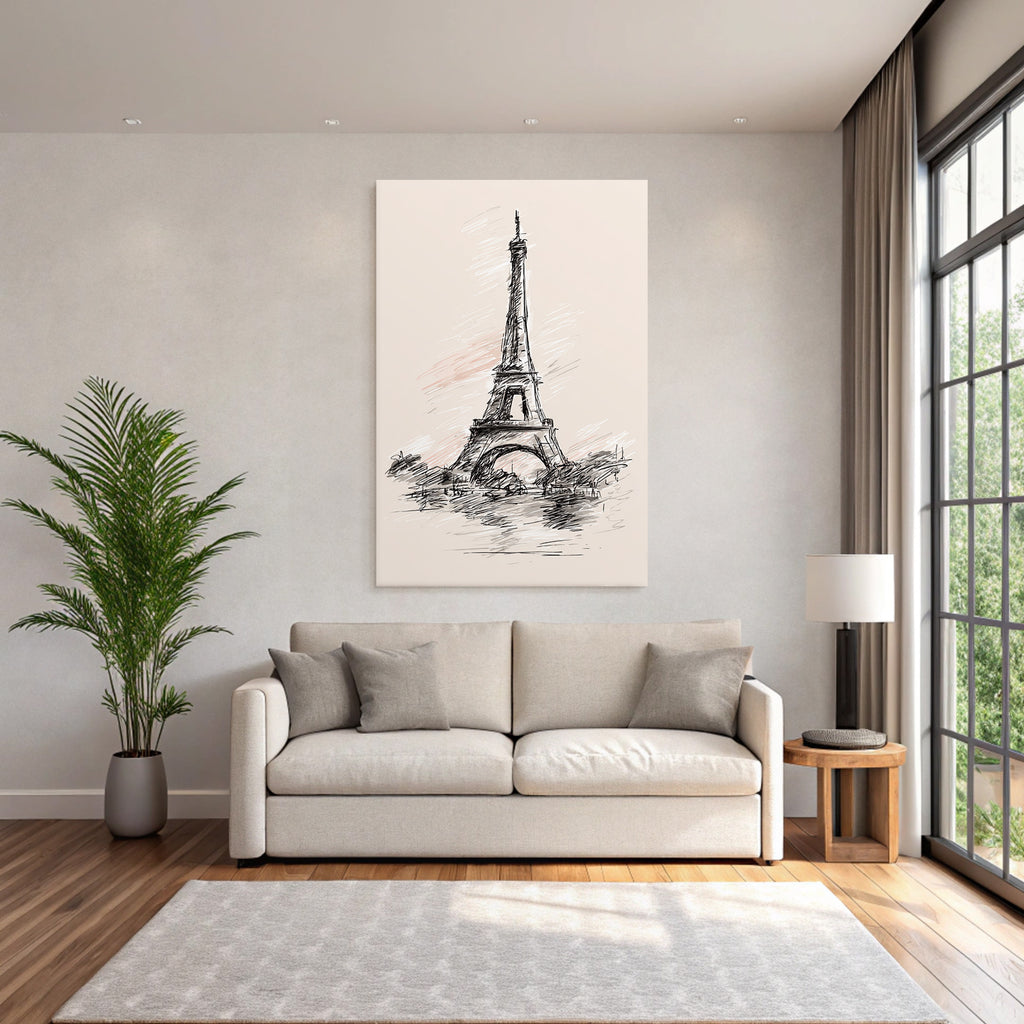 Eiffelturm Skizze Händisch Gezeichnet Paris Frankreich