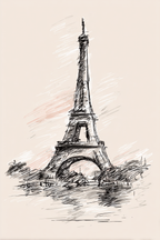 Eiffelturm Skizze Händisch Gezeichnet Paris Frankreich | Illustration und Zeichnung | Kunstgattungen