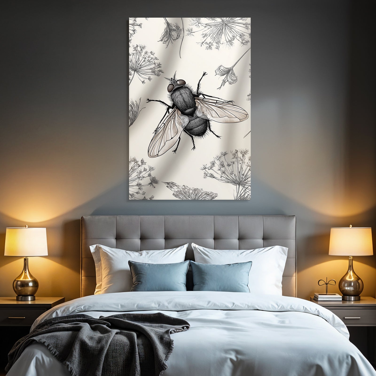 Fliegen Und Botanische Skizzen Illustration
