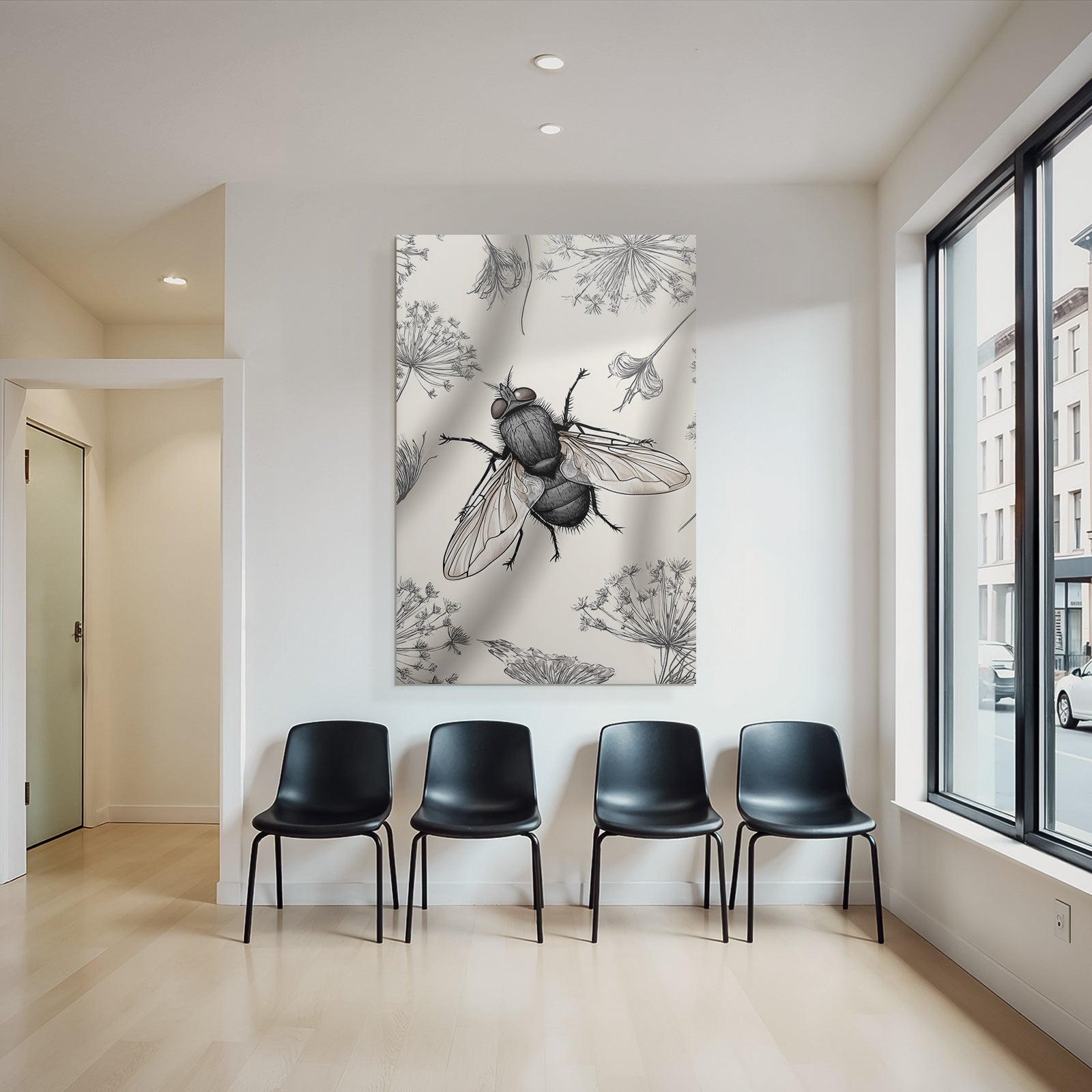 Fliegen Und Botanische Skizzen Illustration