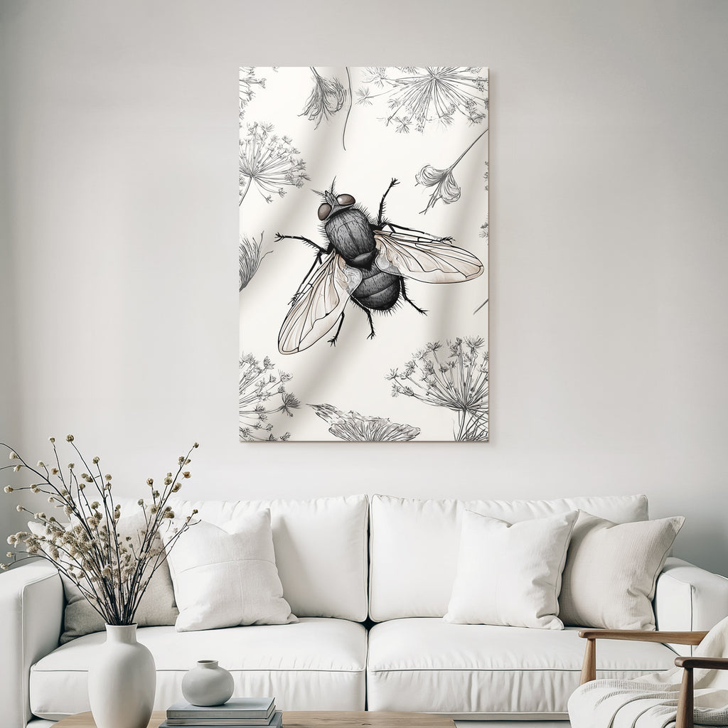 Fliegen Und Botanische Skizzen Illustration