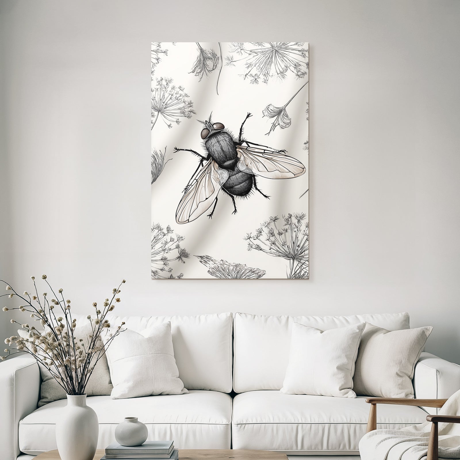 Fliegen Und Botanische Skizzen Illustration