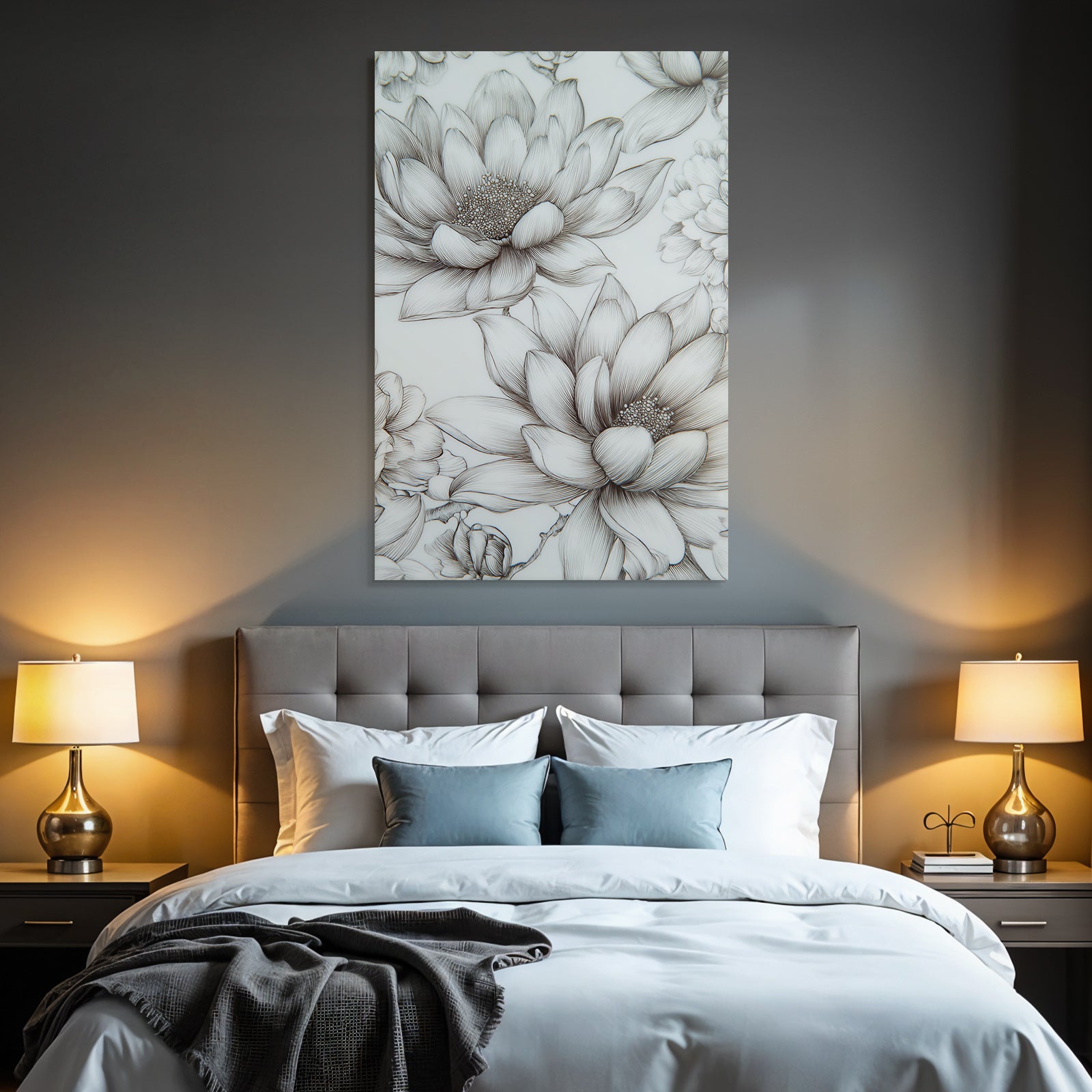 Lotus Blumen Detailierte Illustration Sanfte Linienarbeit