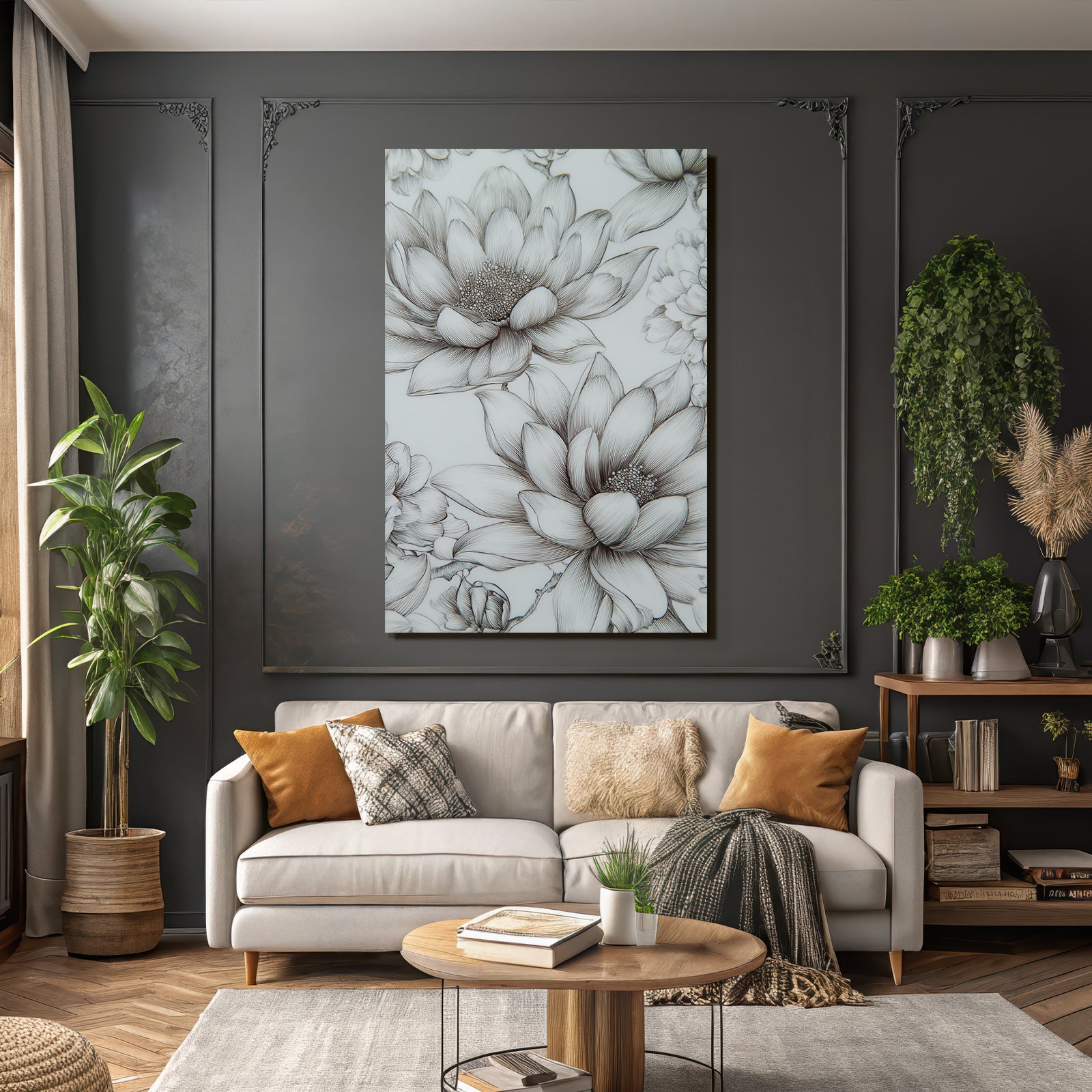 Lotus Blumen Detailierte Illustration Sanfte Linienarbeit