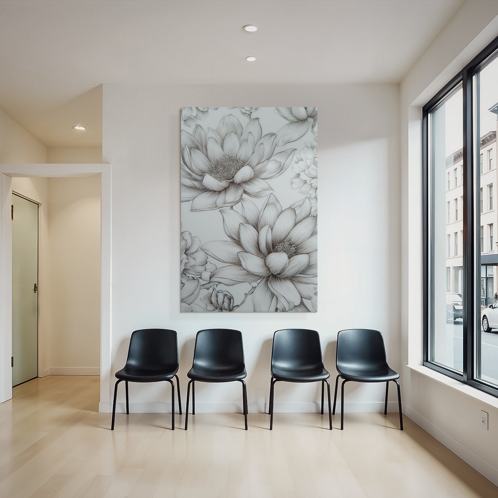 Lotus Blumen Detailierte Illustration Sanfte Linienarbeit