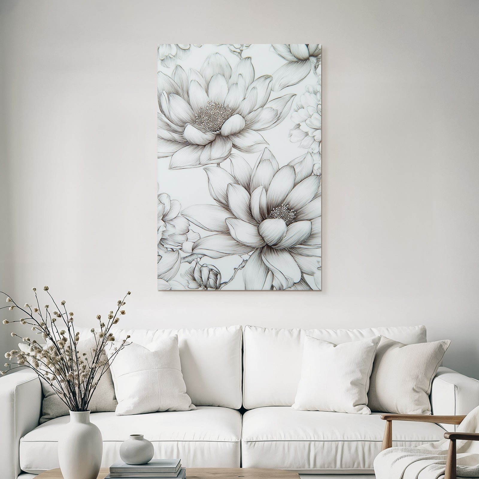 Lotus Blumen Detailierte Illustration Sanfte Linienarbeit