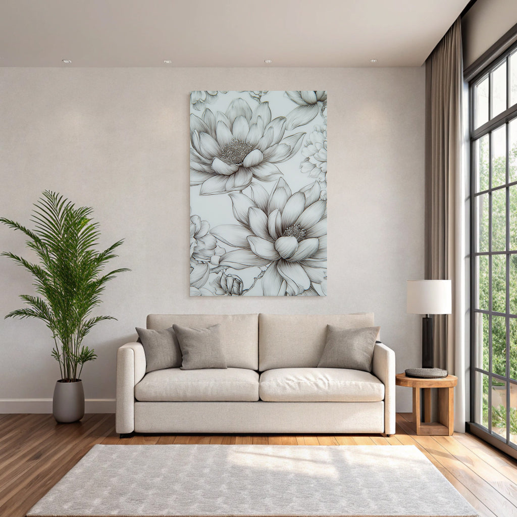 Lotus Blumen Detailierte Illustration Sanfte Linienarbeit