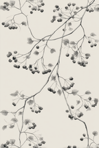 Monochromatische Kunstillustration Von Zweigen Mit Blättern Und Beeren | Illustration und Zeichnung | Kunstgattungen