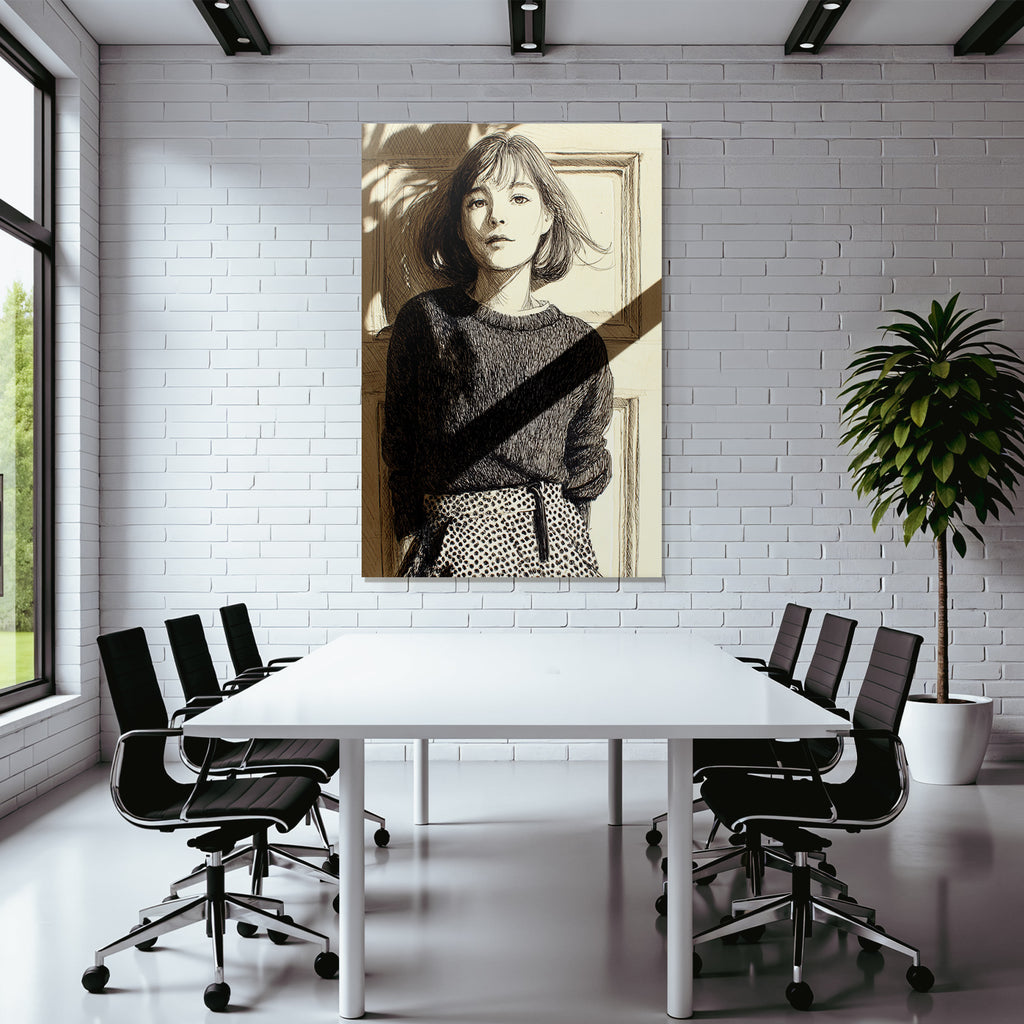 Nachdenklicher Junger Mensch Kunstvoll Gezeichnet