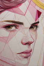 Naheaufnahme Geometrisches Portrait Detail Vibrante Farben | Illustration und Zeichnung | Kunstgattungen