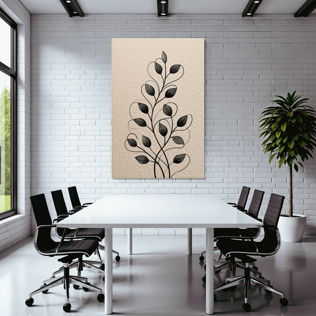 Pflanzen Illustration Mit Blattern Und Ranken Kunstwerk