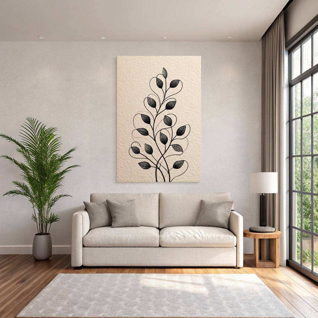 Pflanzen Illustration Mit Blattern Und Ranken Kunstwerk