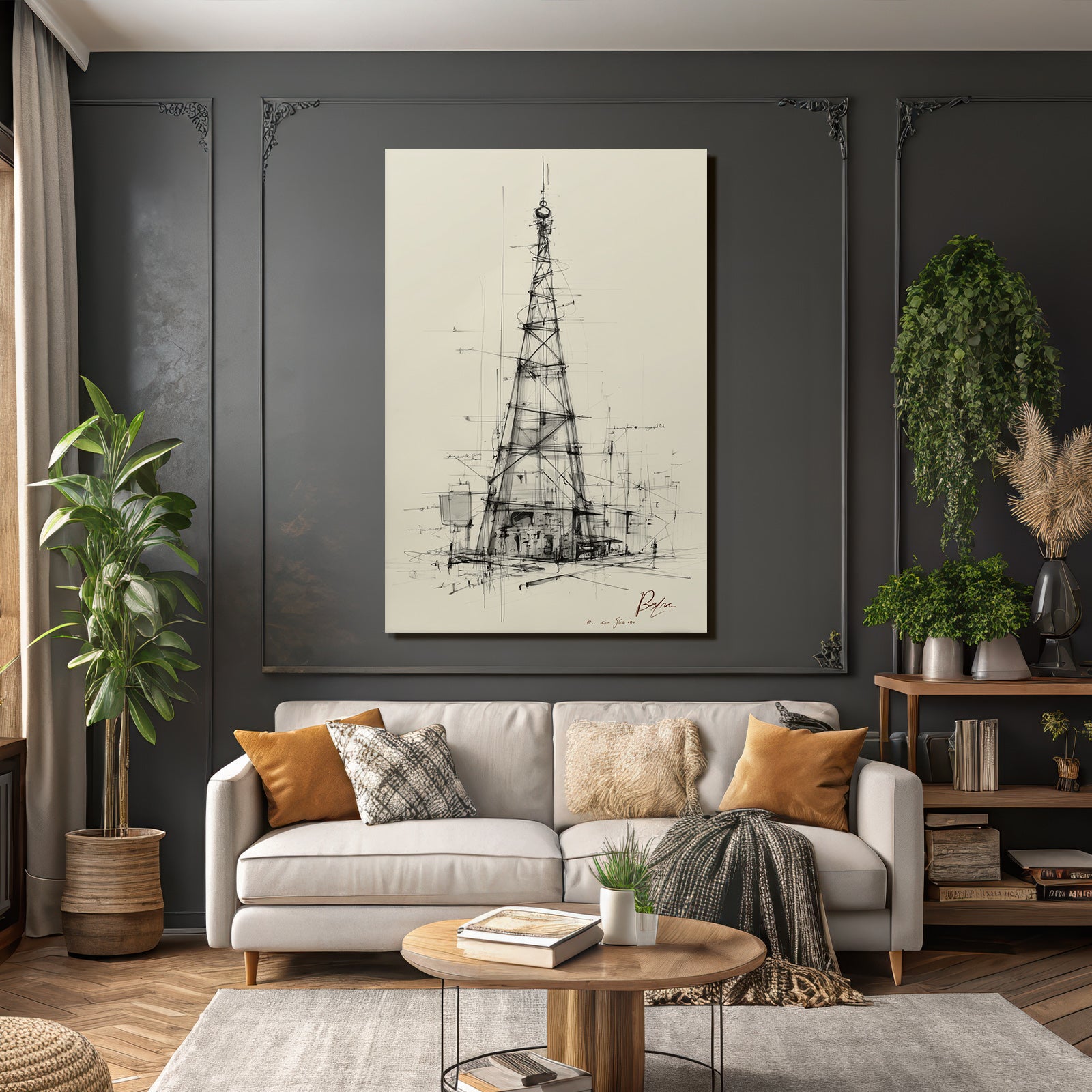 Stilisiertes Architektur Skizze Sendeturm