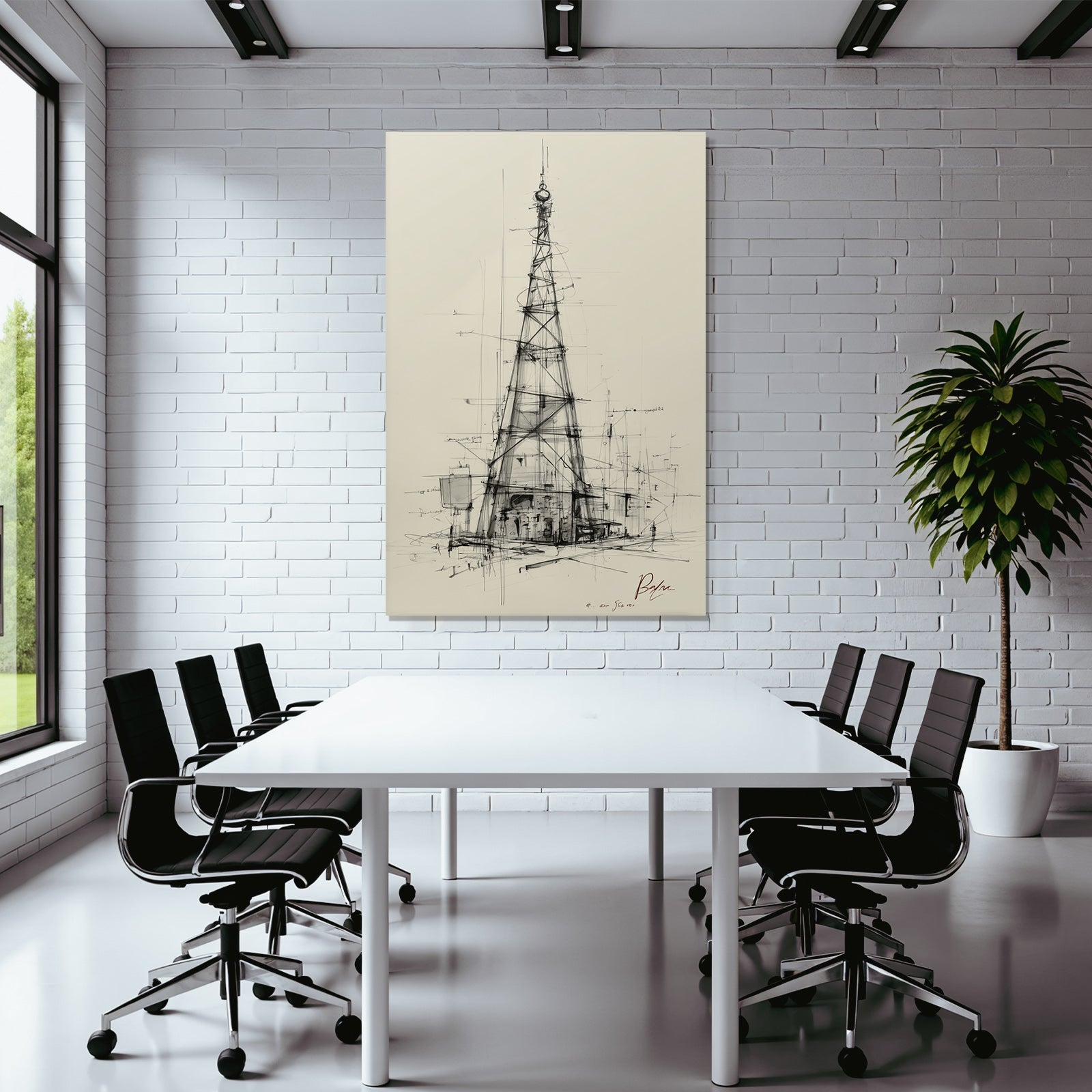 Stilisiertes Architektur Skizze Sendeturm