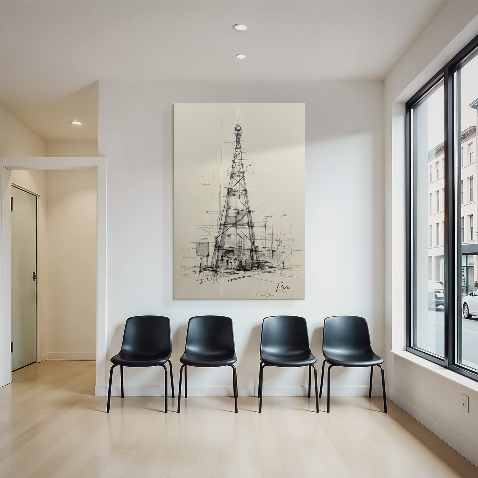 Stilisiertes Architektur Skizze Sendeturm