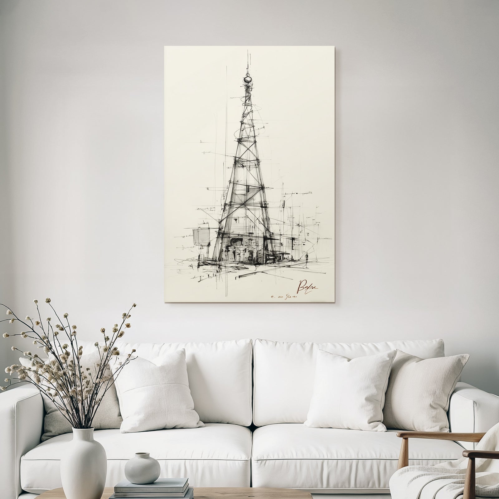 Stilisiertes Architektur Skizze Sendeturm