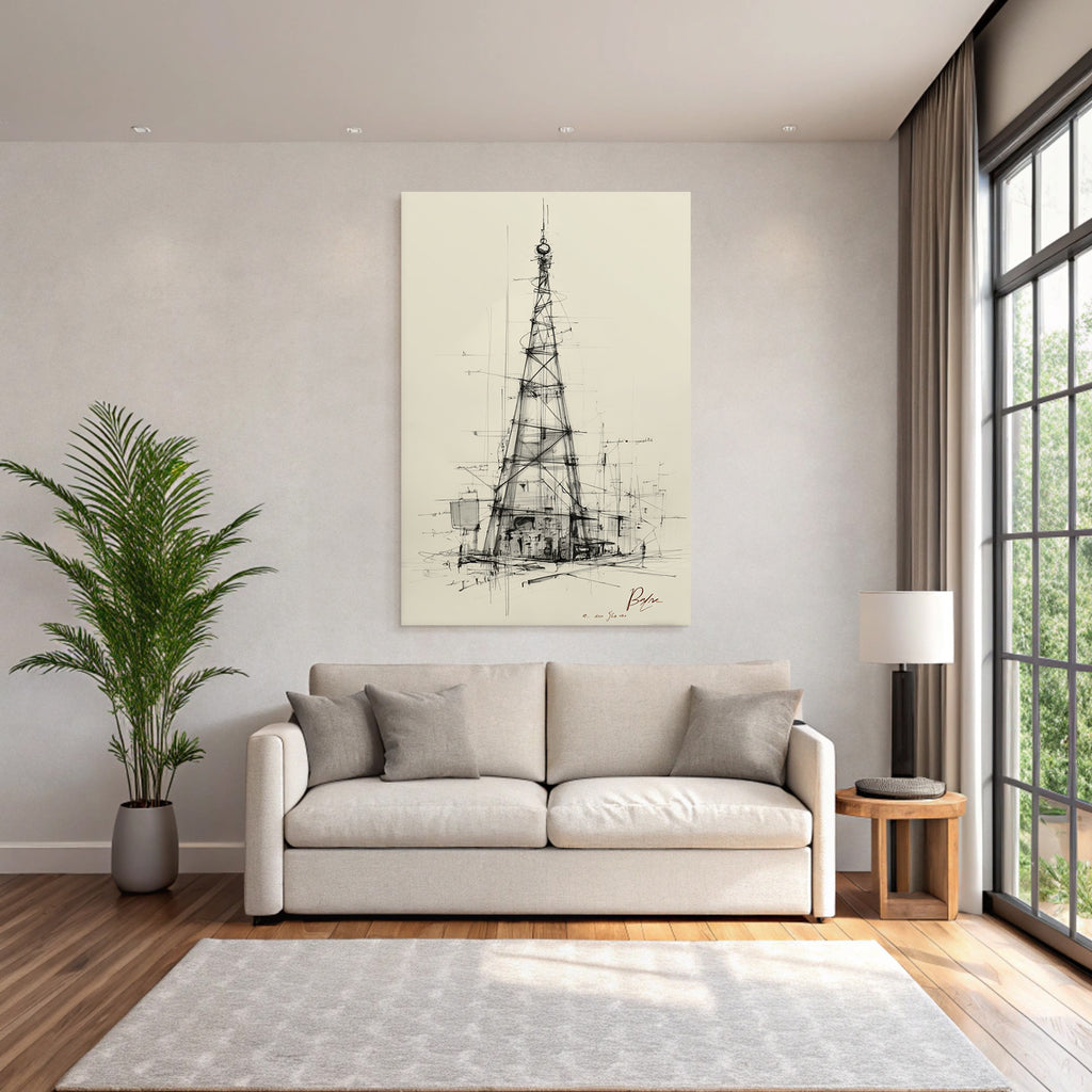 Stilisiertes Architektur Skizze Sendeturm