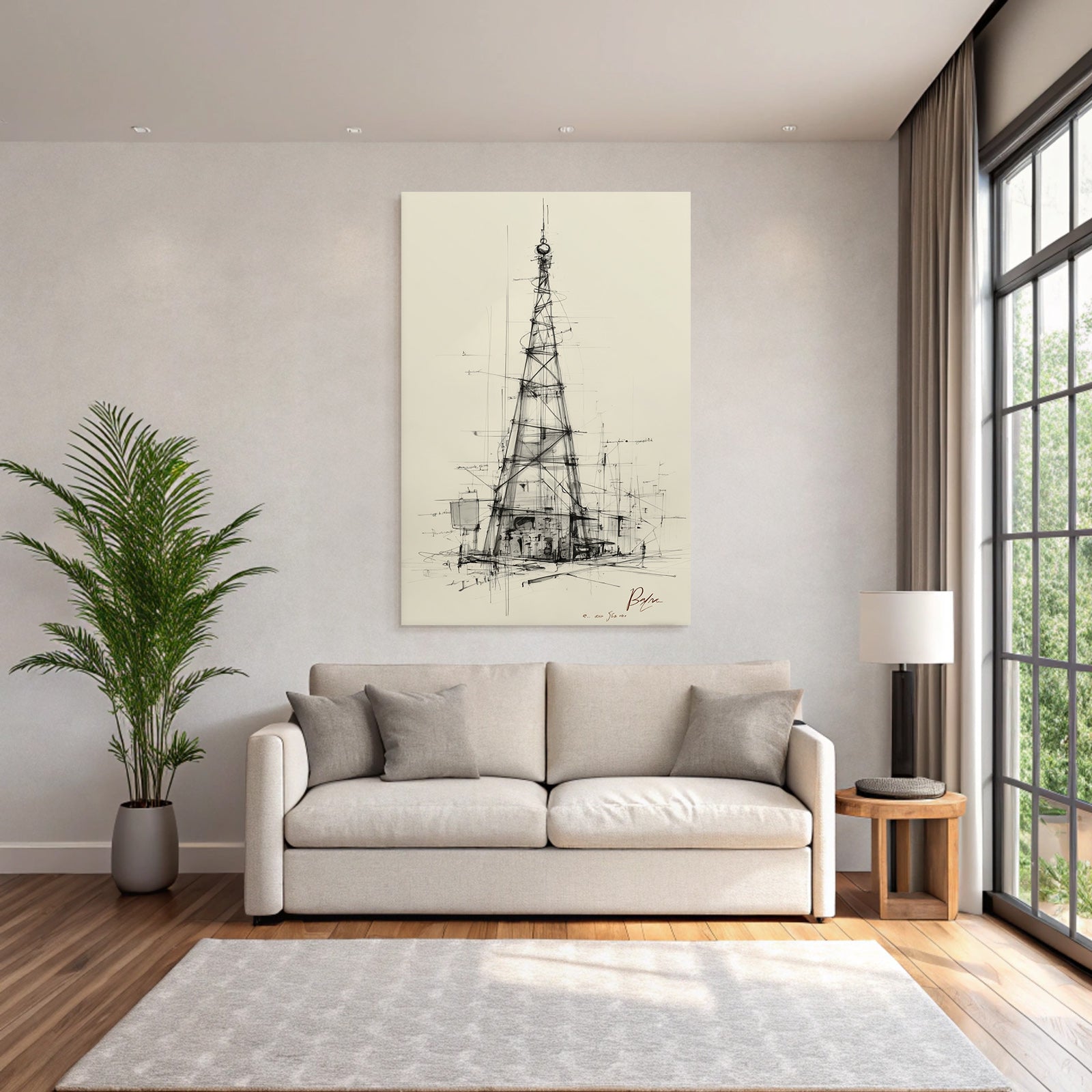 Stilisiertes Architektur Skizze Sendeturm