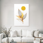 Stilisiertes Blatt Design Gold Beige Kreisform Botanisches Motiv