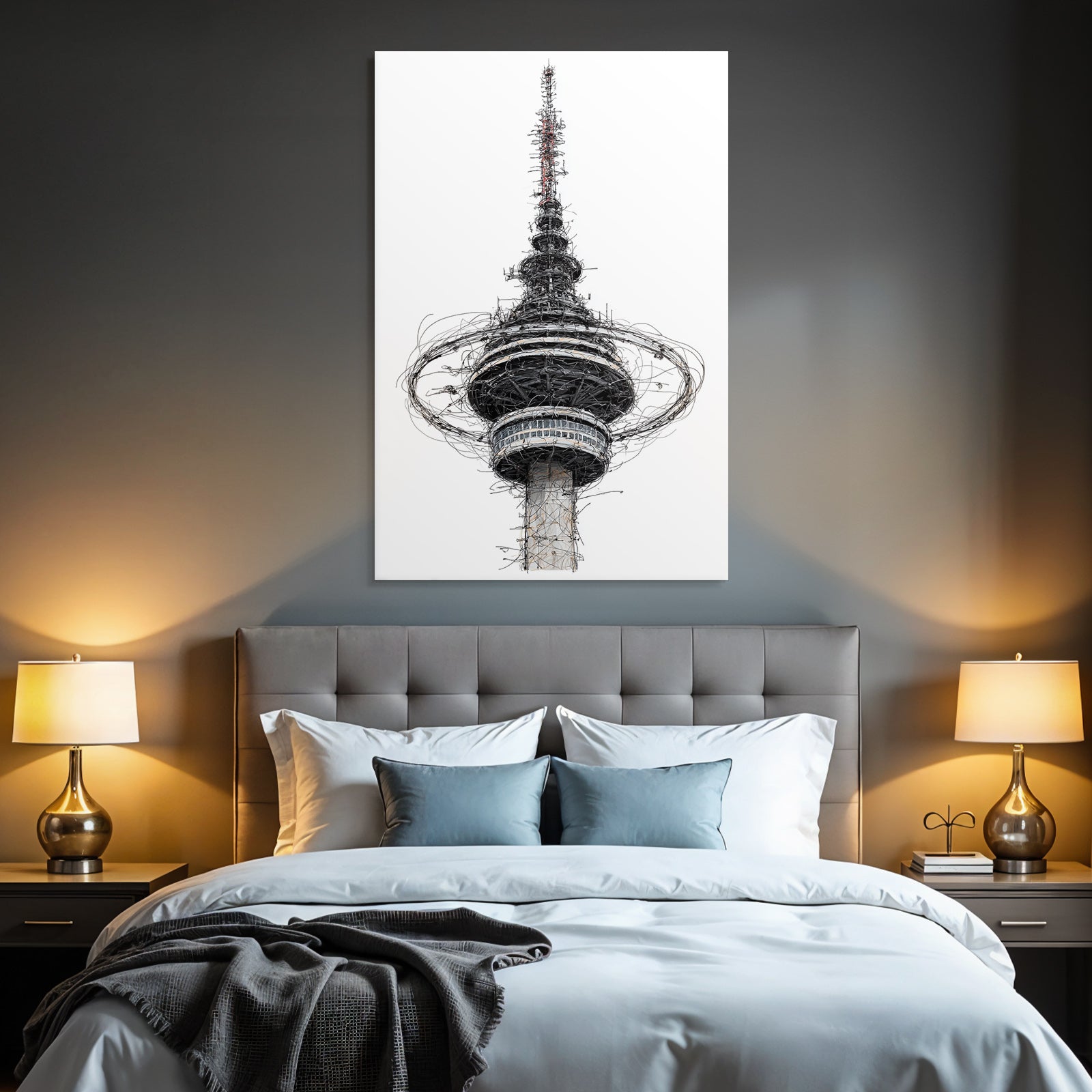 Turm Mit Antennen Kunstvolle Darstellung