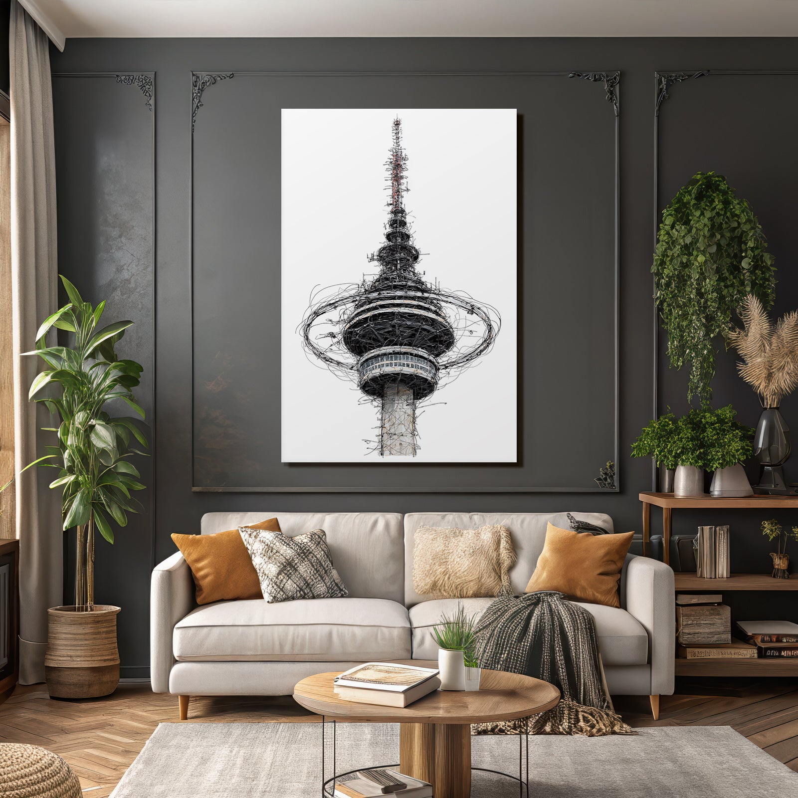 Turm Mit Antennen Kunstvolle Darstellung