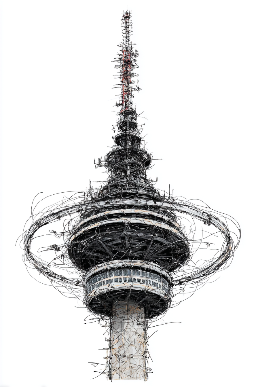 Turm Mit Antennen Kunstvolle Darstellung | Illustration und Zeichnung | Kunstgattungen