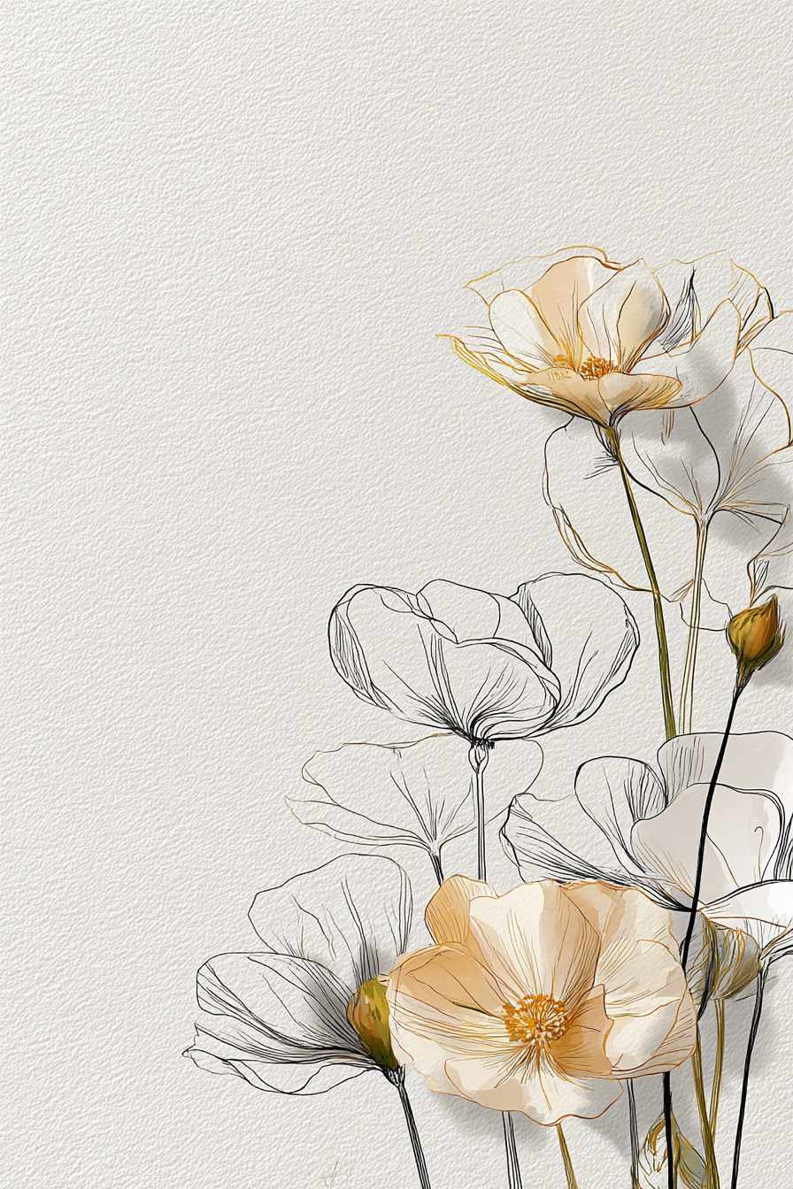 Zarte Blumenillustration Weicher Hintergrund Kunstwerk | Illustration und Zeichnung | Kunstgattungen