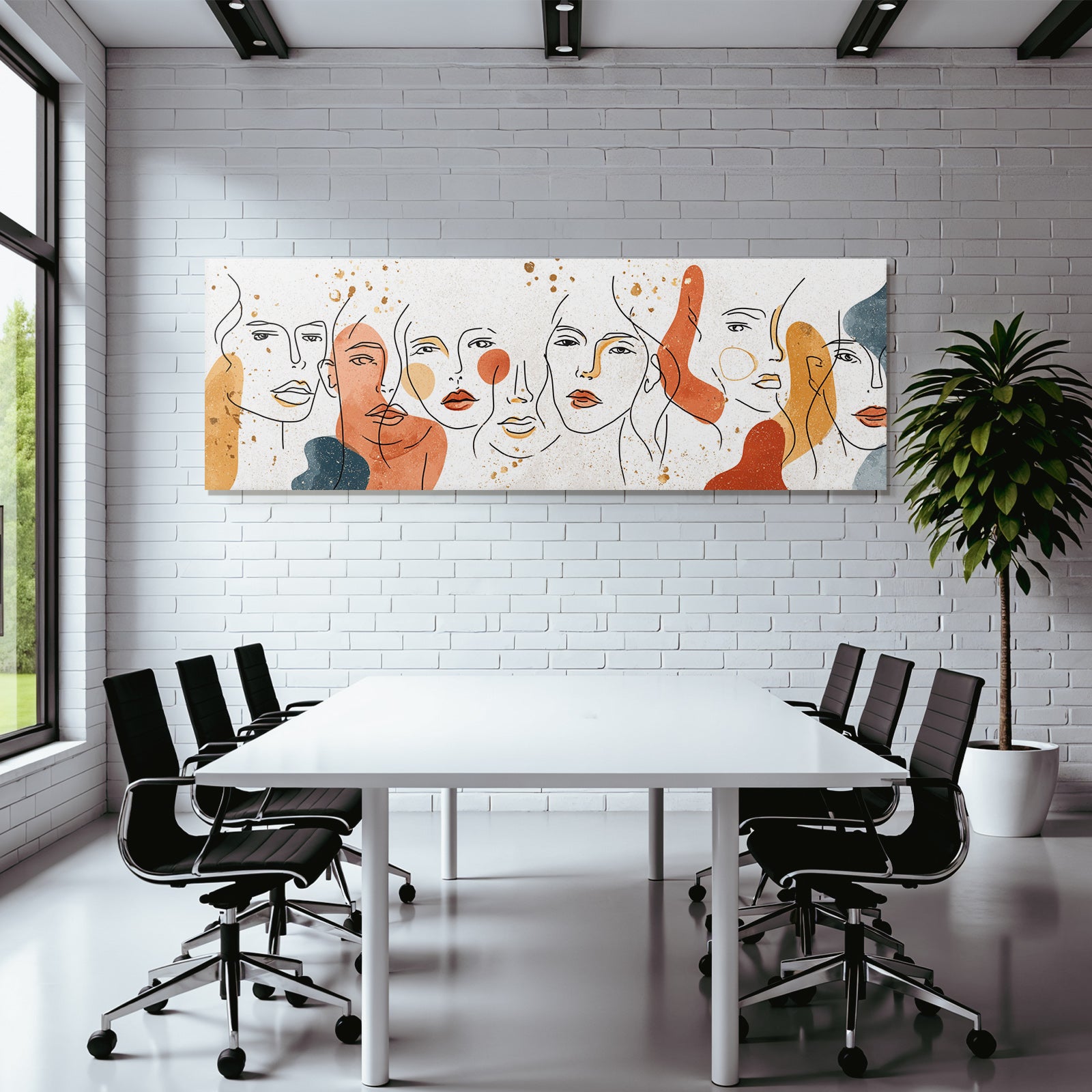 Abstrakte Gesichter Line Art Erdtöne Minimalistisch