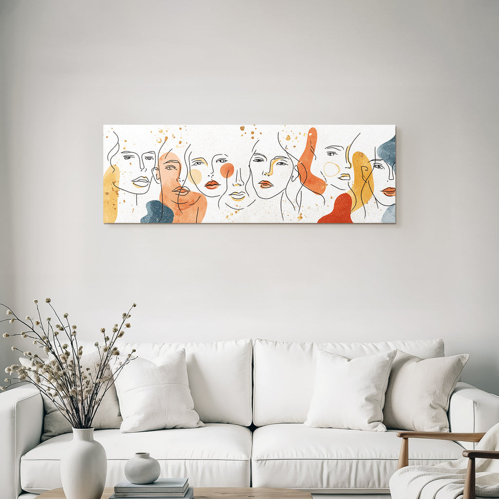 Abstrakte Gesichter Line Art Erdtöne Minimalistisch