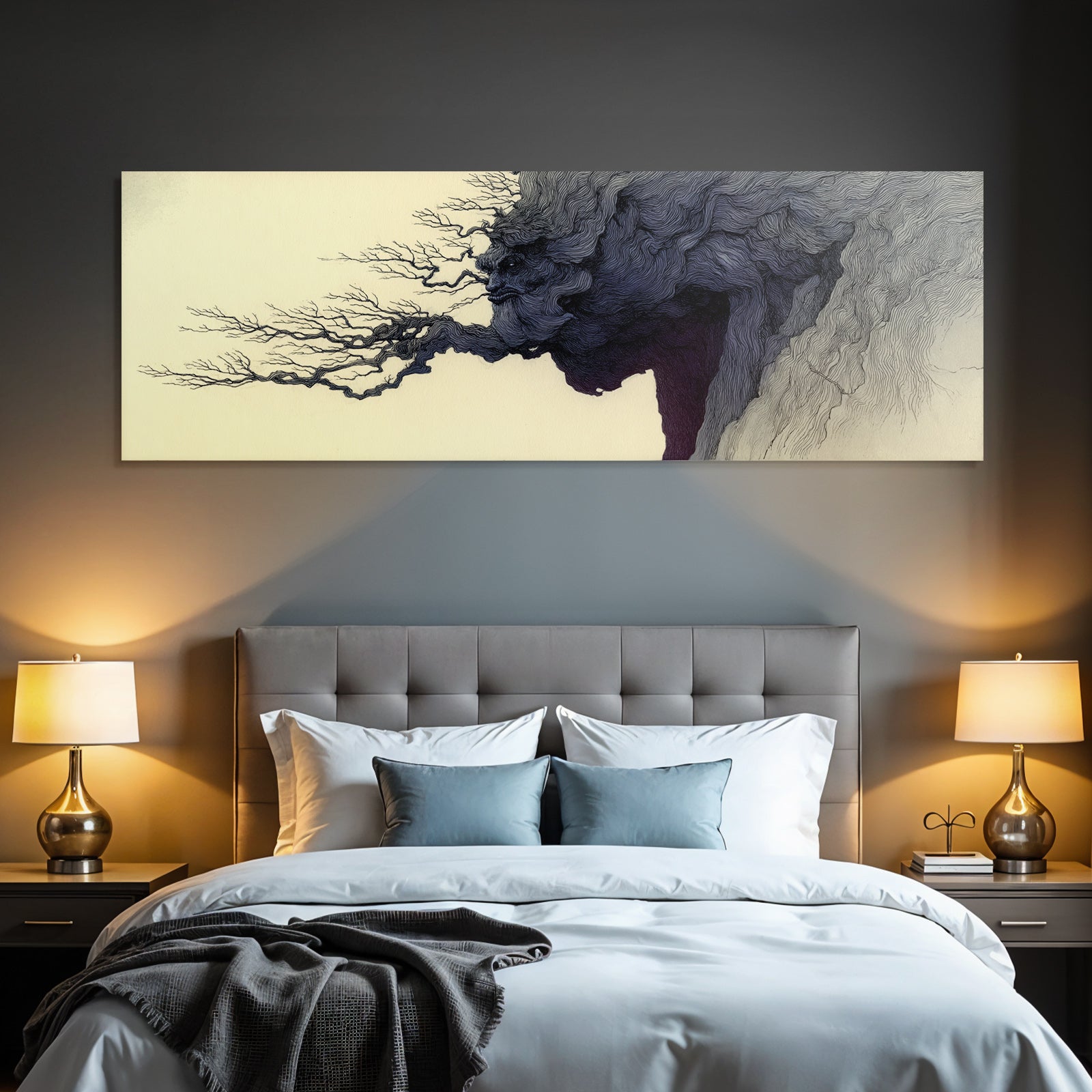 Baum Und Gesicht Natur Themen Stilisierte Grafik