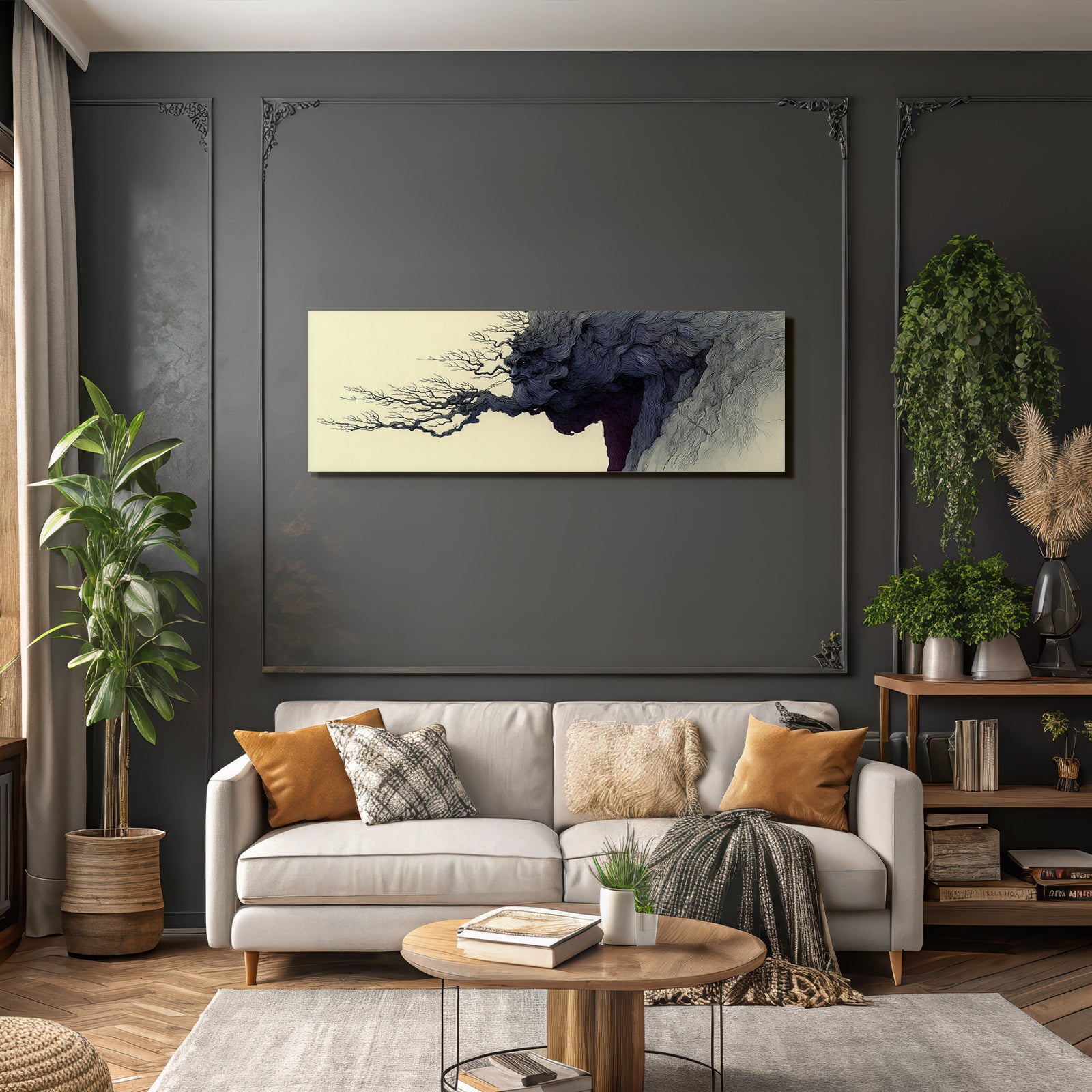 Baum Und Gesicht Natur Themen Stilisierte Grafik