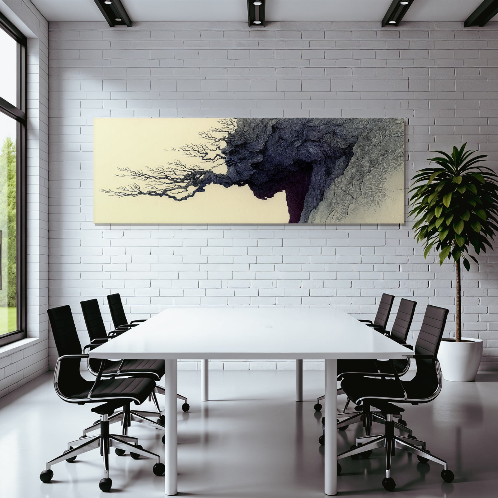 Baum Und Gesicht Natur Themen Stilisierte Grafik