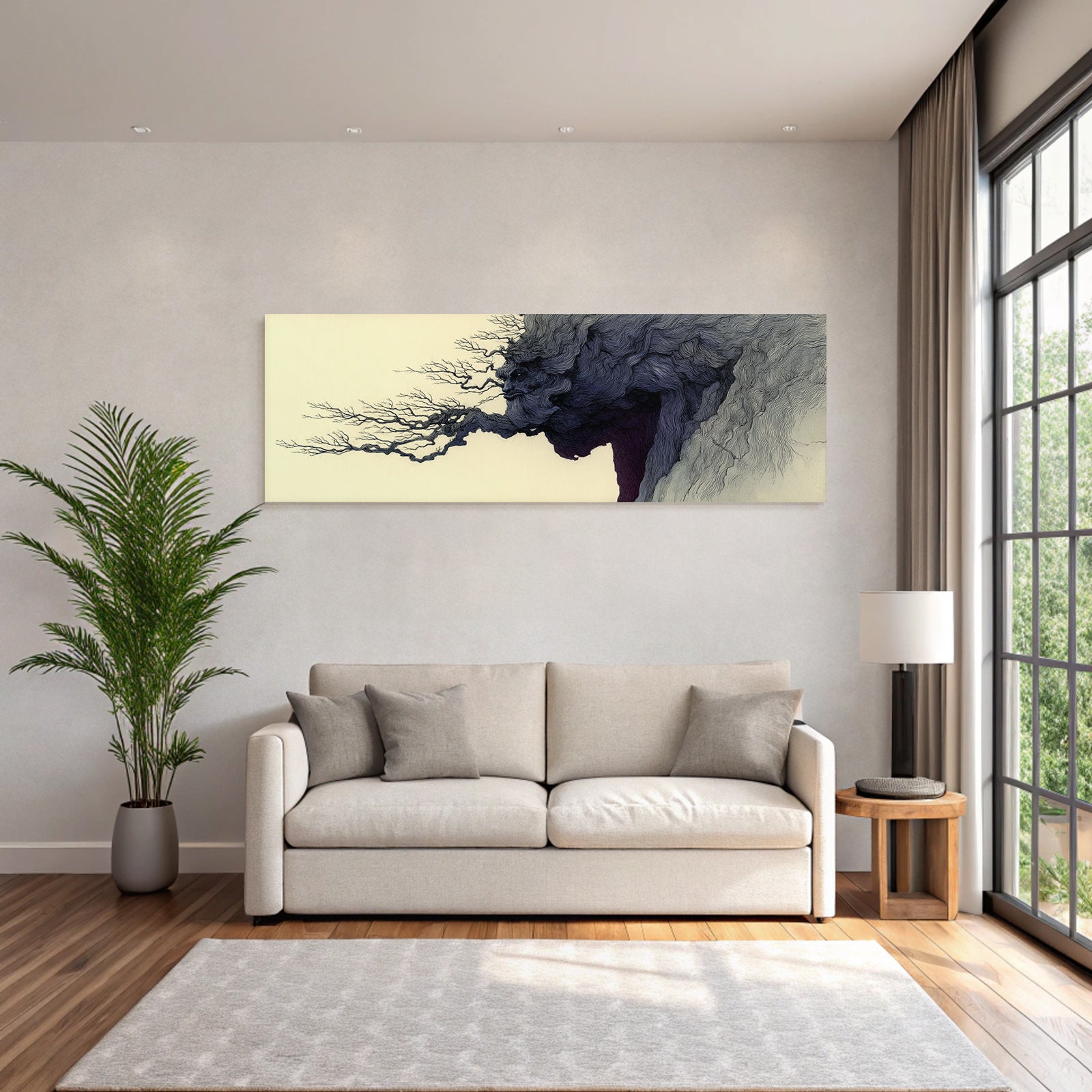 Baum Und Gesicht Natur Themen Stilisierte Grafik