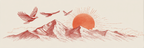 Bergsonne Vögel Freiheit Tranquilität Rot Illustration | Illustration und Zeichnung | Kunstgattungen