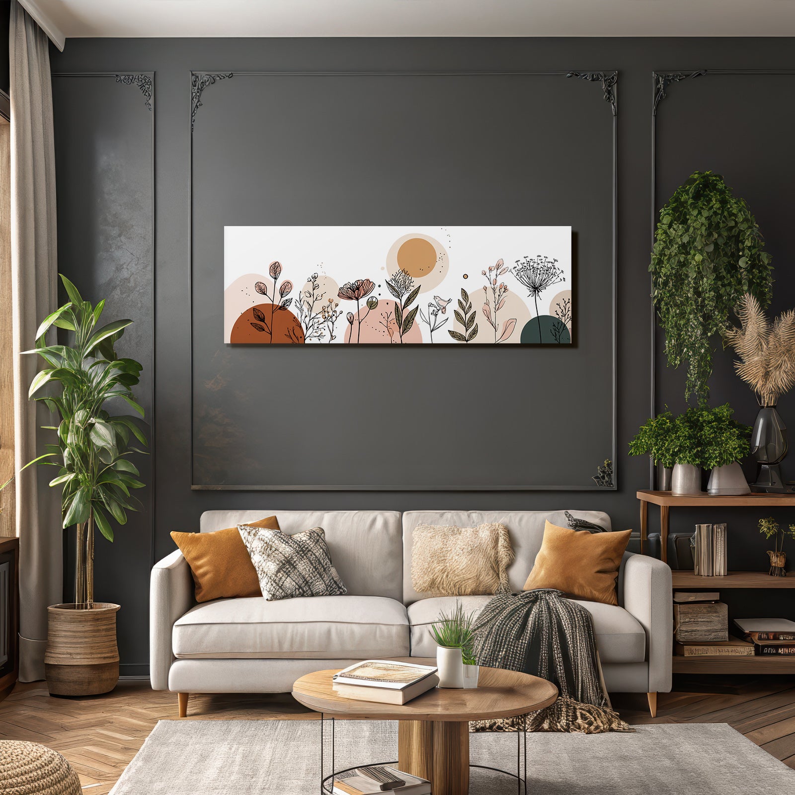 Blumen Und Pflanzen Moderne Kunst Brünette Beige Grün