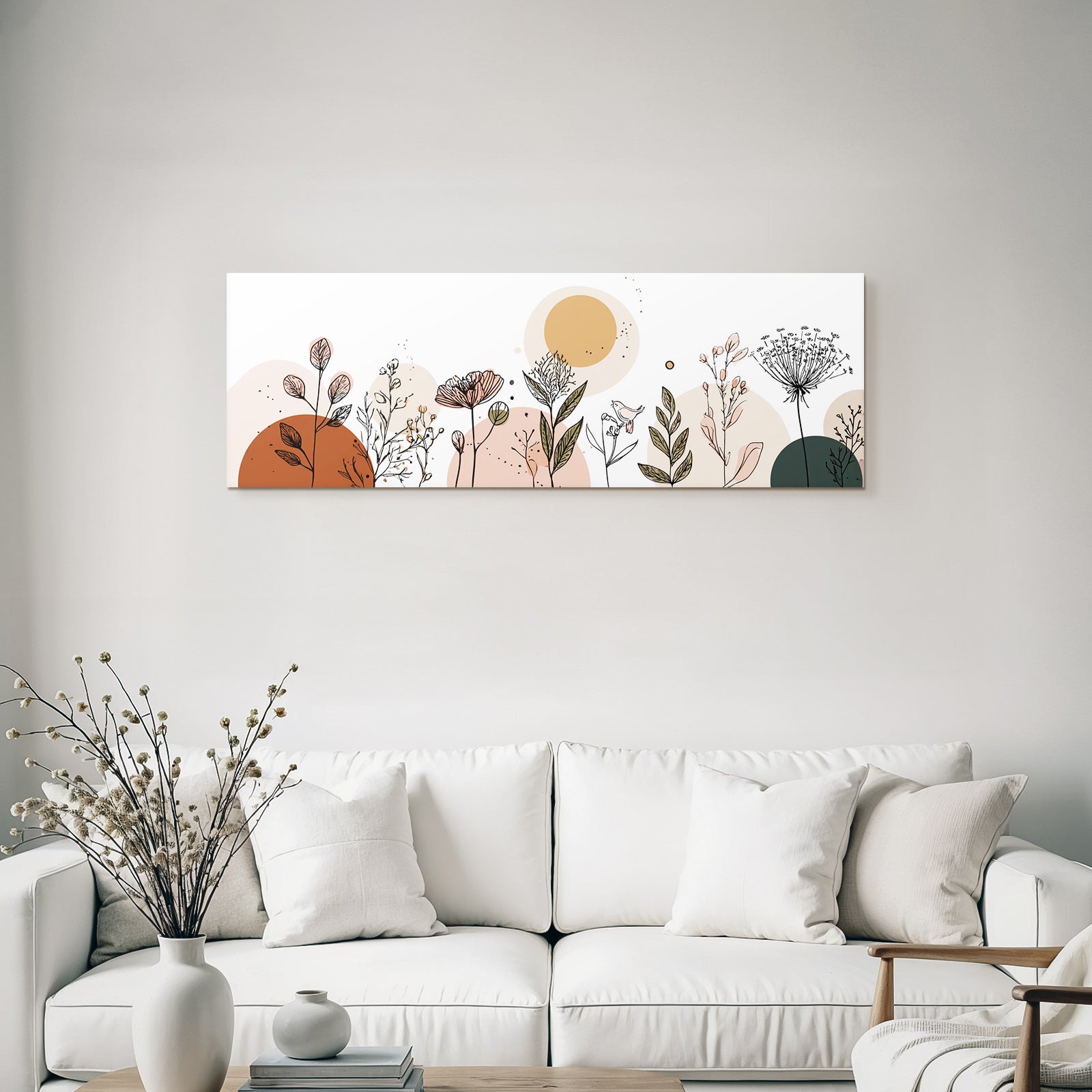 Blumen Und Pflanzen Moderne Kunst Brünette Beige Grün