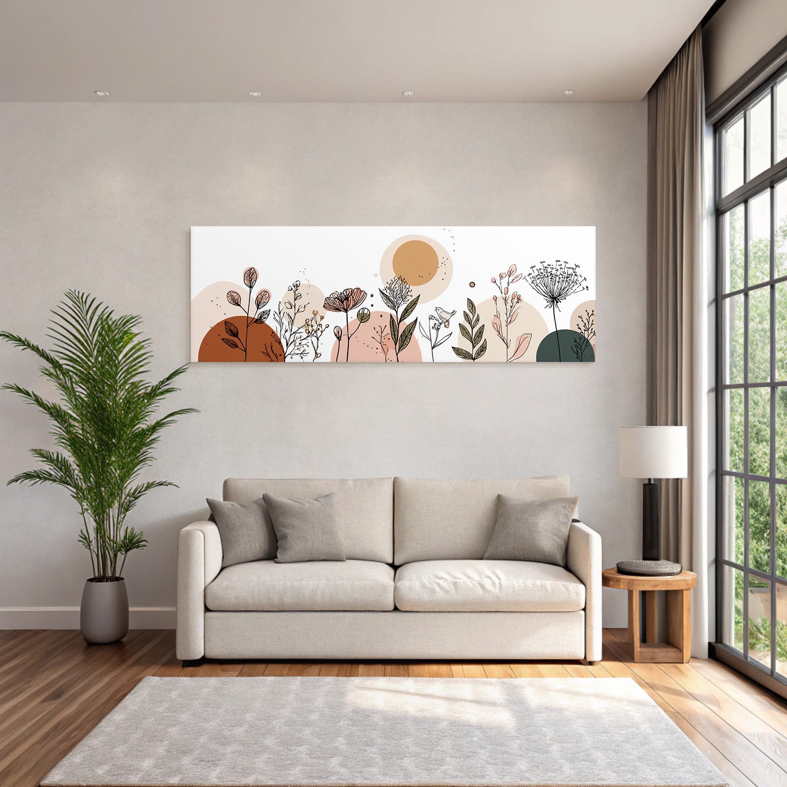 Blumen Und Pflanzen Moderne Kunst Brünette Beige Grün