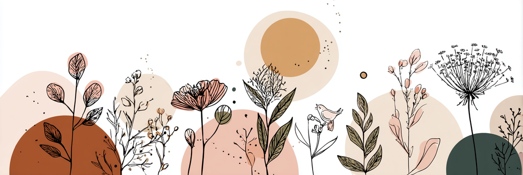 Blumen Und Pflanzen Moderne Kunst Brünette Beige Grün | Illustration und Zeichnung | Kunstgattungen