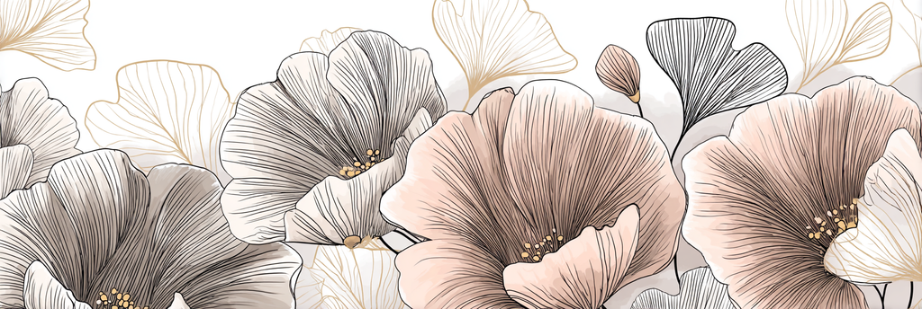 Blumige Illustration Mit Zarten Farben Rosatönen Grautönen Und Beigetönen | Illustration und Zeichnung | Kunstgattungen