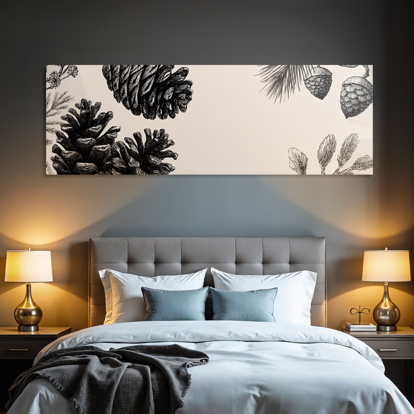 Botanische Illustration Von Kiefernzapfen Und Kiefernzweigen