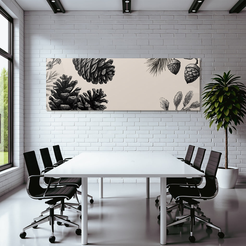 Botanische Illustration Von Kiefernzapfen Und Kiefernzweigen