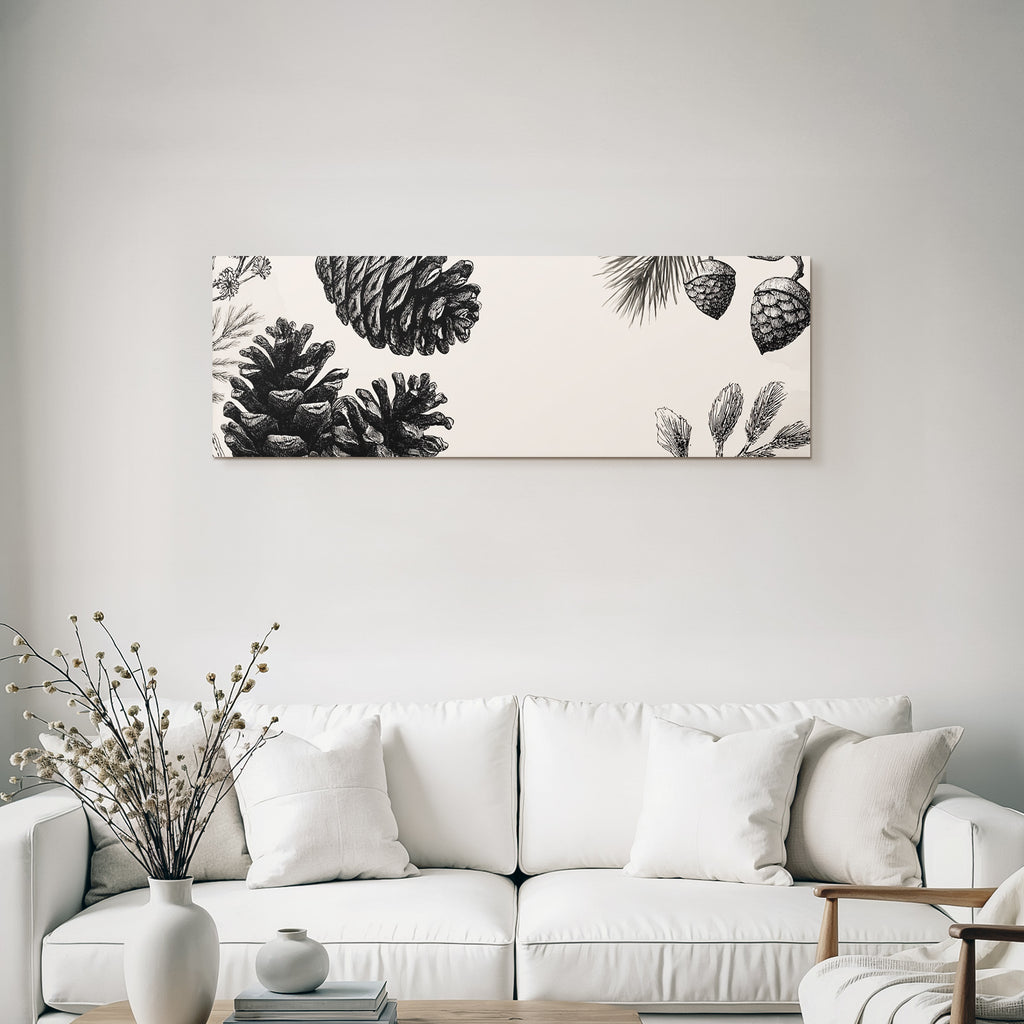 Botanische Illustration Von Kiefernzapfen Und Kiefernzweigen
