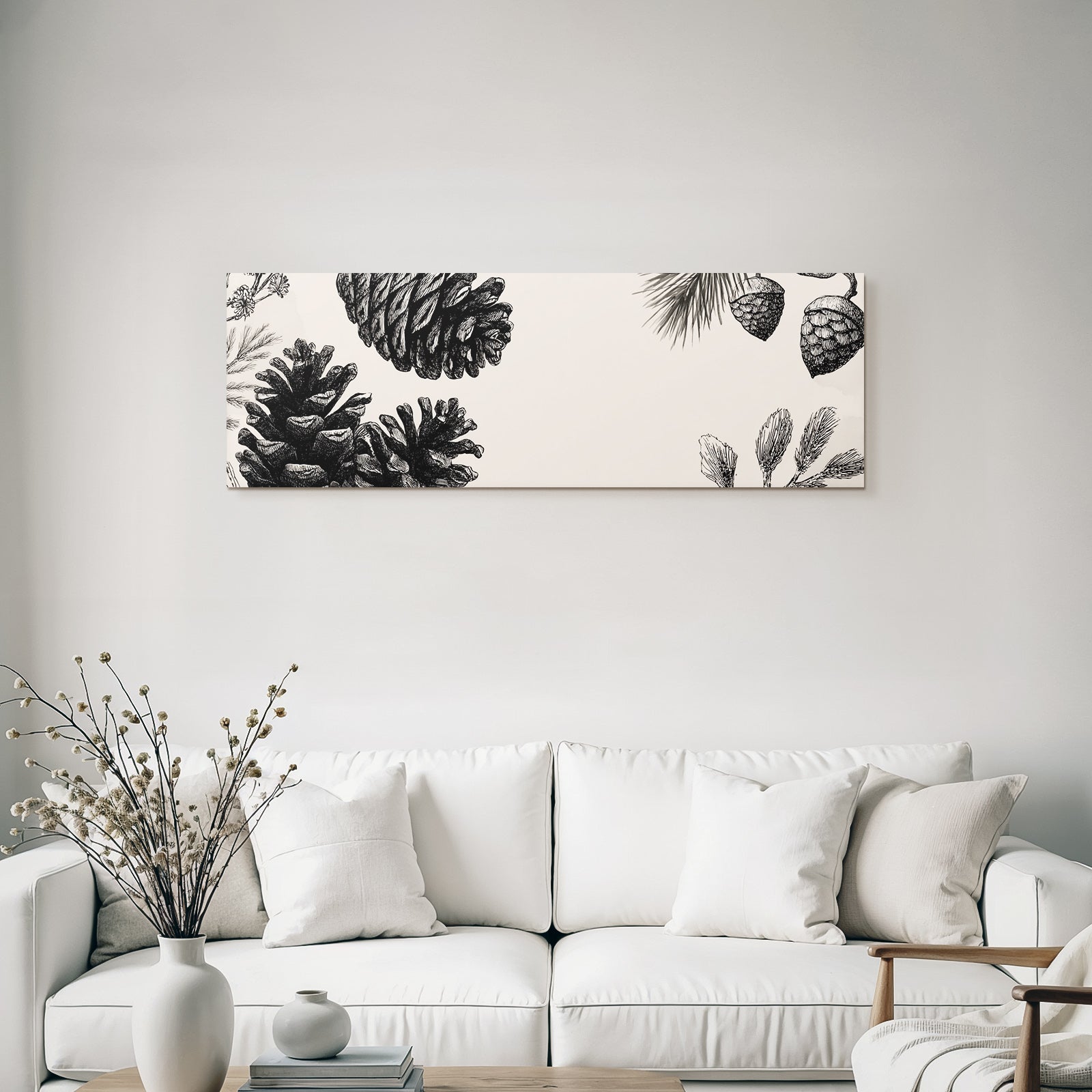 Botanische Illustration Von Kiefernzapfen Und Kiefernzweigen
